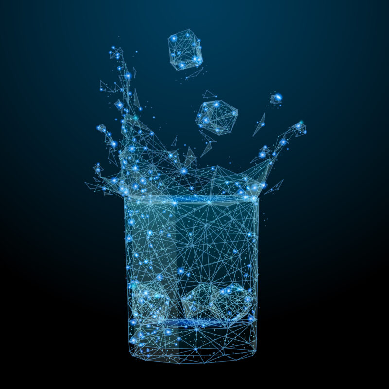 Glass with drink and splash low poly