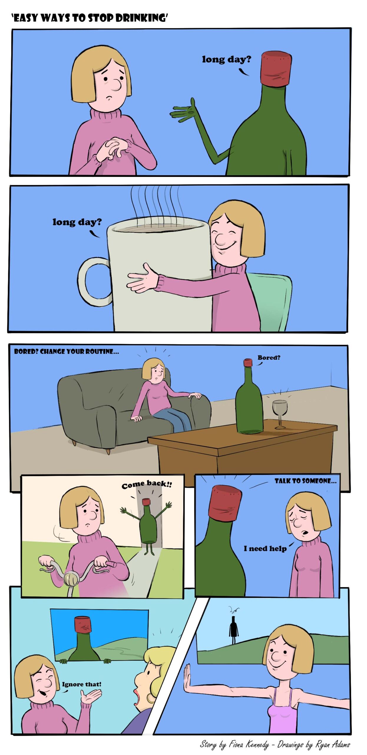 Comic woman stops drinking